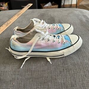 Cotton candy, pink, blue white, classic converse US ladies, 8.5.